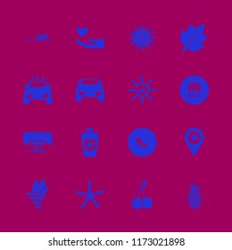 summer vector icons set. with heart hand, sun oil, swimming and location restaurant in set