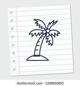 Summer vector icons tree in doodle style with plain backgrounds. vector illustration
