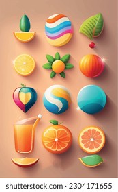 Juego de moda de iconos vectoriales de verano. ... Iconos, carteles y pancartas. Afiche luminoso en verano. Elementos de recogida para las vacaciones de verano y las fiestas. Ilustración del vector