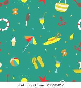 Summer vector illustration. Beach elements. Ideal for: scrapbooking, wrapping paper, children's textiles, wallpaper, websites, blogs, cards and much more