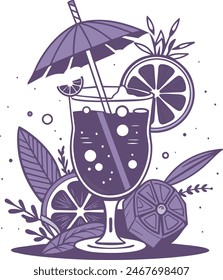 Ilustración vectorial de verano estilo de vida de playa soleado