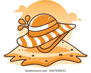 Ilustración vectorial de verano estilo de vida de playa soleado