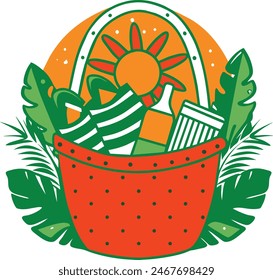 summer vector illustration beach lifestyle sunny