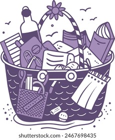 summer vector illustration beach lifestyle sunny