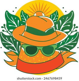Ilustración vectorial de verano estilo de vida de playa soleado