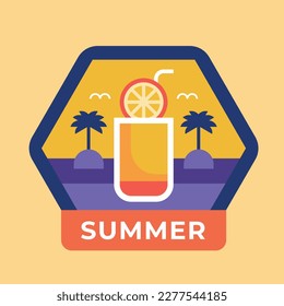 summer vector illustration design. cute vector summer stickers. scrapbooking elements for beach party.