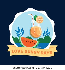 summer vector illustration design. cute vector summer stickers. scrapbooking elements for beach party.