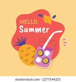 summer vector illustration design. cute vector summer stickers. scrapbooking elements for beach party.