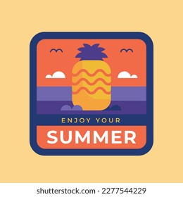 summer vector illustration design. cute vector summer stickers. scrapbooking elements for beach party.
