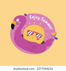 summer vector illustration design. cute vector summer stickers. scrapbooking elements for beach party.
