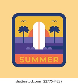 summer vector illustration design. cute vector summer stickers. scrapbooking elements for beach party.