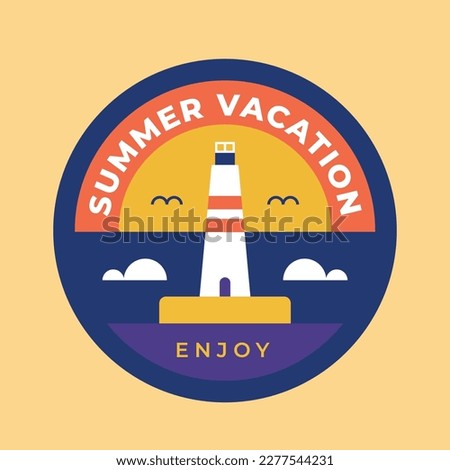 summer vector illustration design. cute vector summer stickers. scrapbooking elements for beach party.