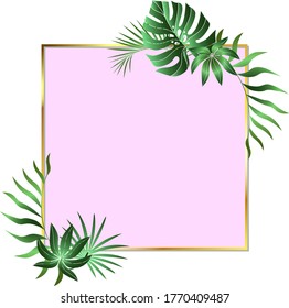 Summer vector illustration. Design for postcard, wallpaper, digital, web sites and social media. Jungle foliage backdrop.