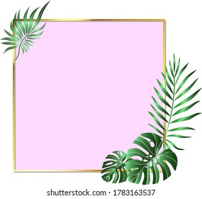Summer vector illustration. Design for postcard, wallpaper, digital, web sites and social media. Jungle foliage backdrop.