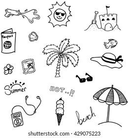 Summer Vector Illustration Doodle Bllack White Stock Vector (Royalty ...