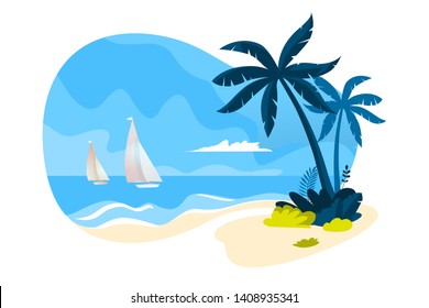 Summer vector illustration. Flat design concept for web and social media banner, background, summer card template, travel and holiday ads, advertising material.