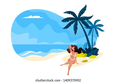 Summer vector illustration. Flat design concept for web and social media banner, background, summer card template, travel and holiday ads, advertising material.