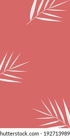 Ilustración vectorial de verano en estilo plano con diseño de hoja de palma de coco pequeña. Fondo estético y natural. Plantilla de banner para el tema del salvapantallas del teléfono móvil, pantalla de bloqueo y papel tapiz. 