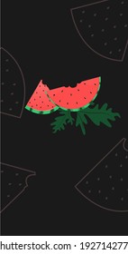 Sommer Vektorgrafik im flachen Stil mit Design Wassermelonen-Beerensymbol. Ästhetischer und natürlicher Obsthintergrund. Banner-Vorlage für Handy-Bildschirmschoner-Design, Sperrbildschirm und Bildschirmhintergrund. 