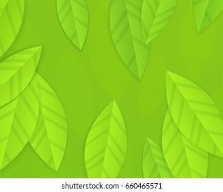 Summer vector illustration with green leaves.Material design.Eps 10 