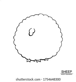 Summer vector illustration with hand drawn funny sheep.  Elements isolated on white background.