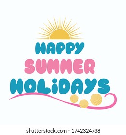 Sommervektorbild mit Handschrift auf einem hellen Hintergrund. Template-Abzeichen, Aufkleber, Banner, Grußkarte oder Etikett.