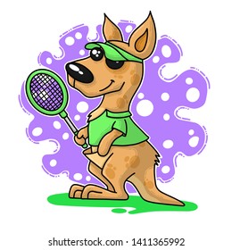 Summer vector illustration with kangaroo. Doodle sticker.