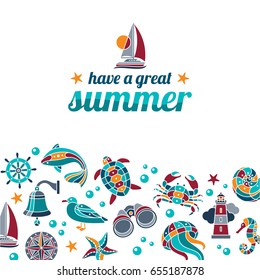 Summer vector illustration with nautical design elements