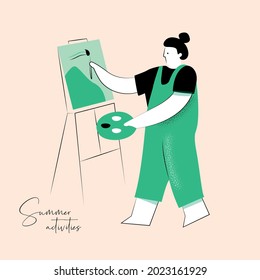 Summer vector illustration of person activity for poster design, web design, brand identity
