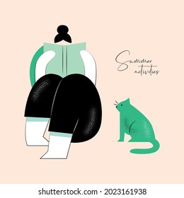 Ilustración vectorial de verano de la actividad de la persona para el diseño de afiches, diseño web, identidad de marca