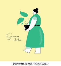 Summer vector illustration of person activity for poster design, web design, brand identity