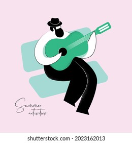 Summer vector illustration of person activity for poster design, web design, brand identity