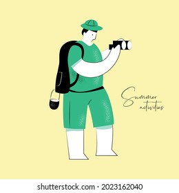 Summer vector illustration of person activity for poster design, web design, brand identity