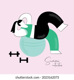 Ilustración vectorial de verano de la actividad de la persona para el diseño de afiches, diseño web, identidad de marca