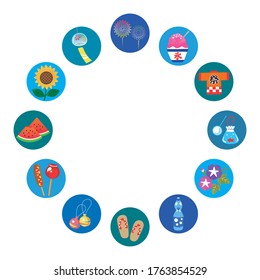 Summer vector illustration set. /In Japanese it is written "summer ", "festival", and "ice".