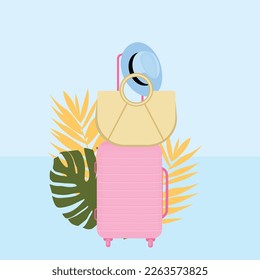 summer vector illustration with travel bags