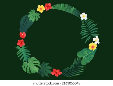 Summer vector illustration of tropical plants.