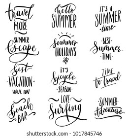 Summer vector lettering  set: travel, adventure, holidays emblems.