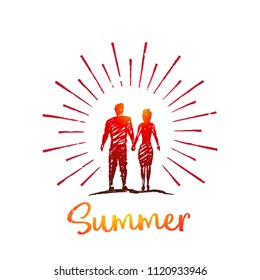 Summer. Vector love concept illustration, hand drawn sketch.