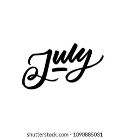 Summer Vector Month Hand Lettering July Stock Vector (Royalty Free ...