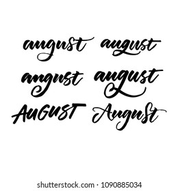 SUMMER VECTOR MONTH HAND LETTERING. AUGUST MONTH