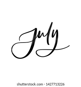 SUMMER VECTOR MONTH HAND LETTERING TYPOGRAPHY. JULY MONTH