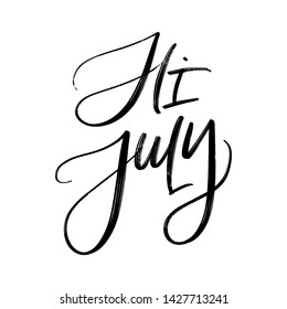 SUMMER VECTOR MONTH HAND LETTERING TYPOGRAPHY. HI JULY