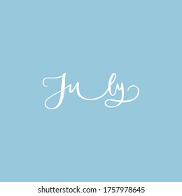 SUMMER VECTOR MONTH HAND LETTERING TYPOGRAPHY. JULY MONTH
