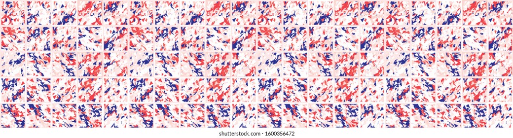 Summer vector mosaic classic white blue red on white background. Vintage retro mariner style seamless border pattern. Geometric flourish motif. Decorative stylized ribbon trim edge.