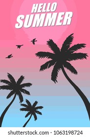 Summer vector on pink blue.