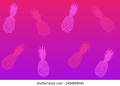 Summer vector pattern. Pineapple on colorful background
