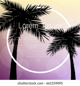 Summer vector poster background with tropical leaves