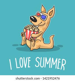 Summer vector poster with kangaroo