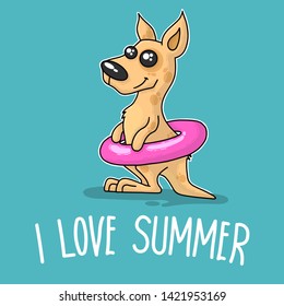 Summer vector poster with kangaroo